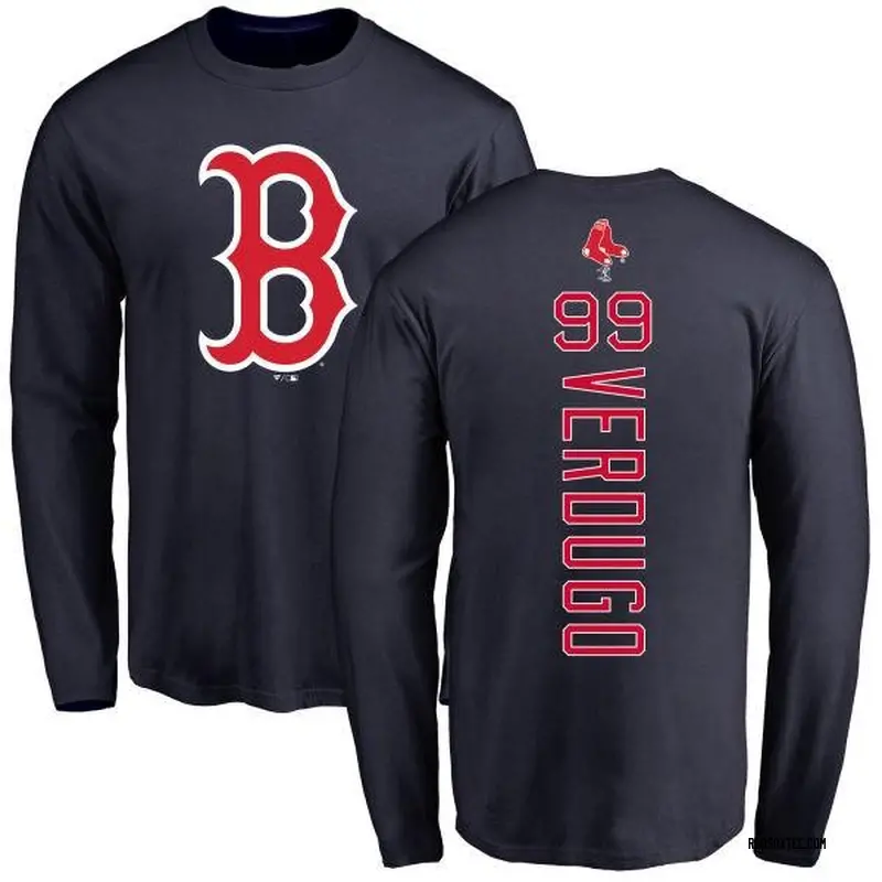 Alex Verdugo Boston Red Sox Men's Navy Backer Long Sleeve T-Shirt 