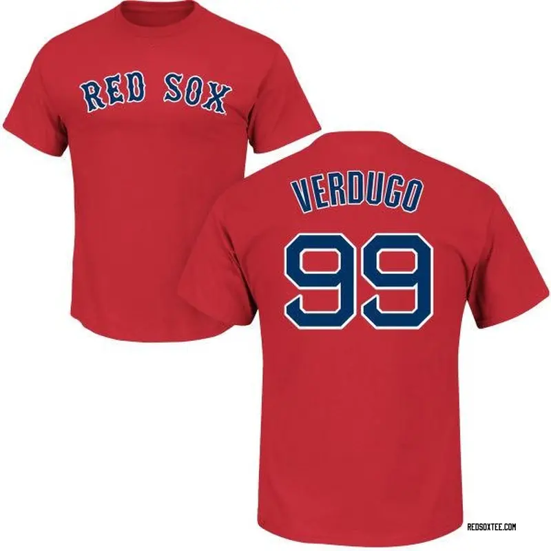 Dustin Pedroia Boston Red Sox Men's Scarlet Roster Name Number T-Shirt