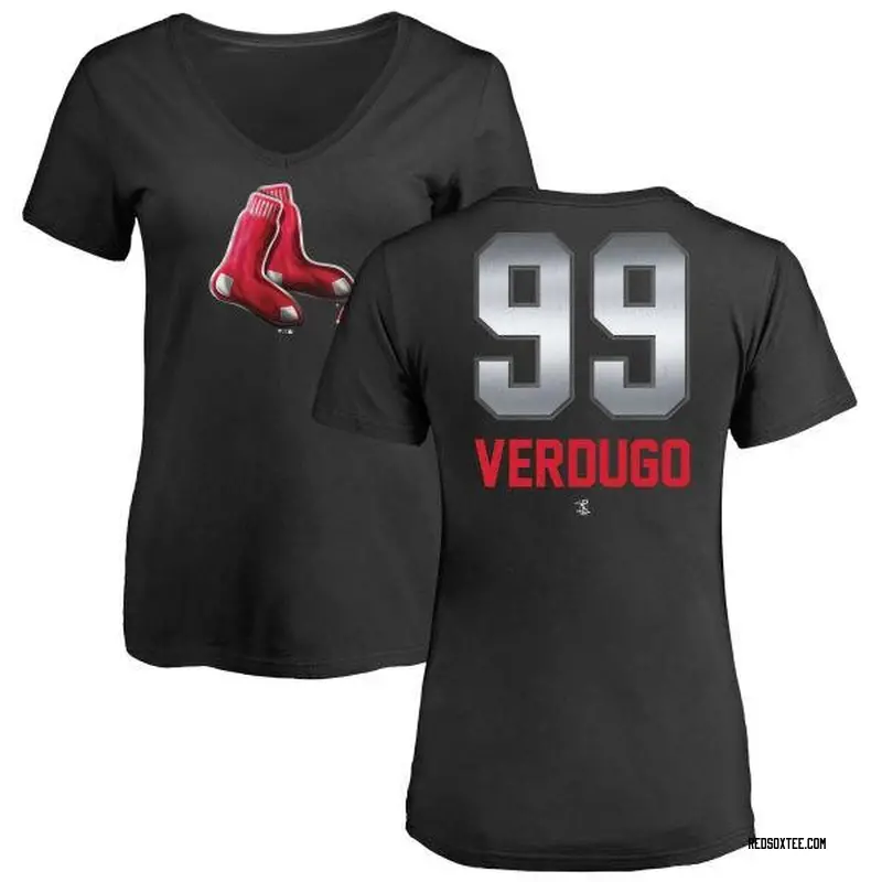 Alex Verdugo Boston Red Sox Women's Black Midnight Mascot V-Neck T