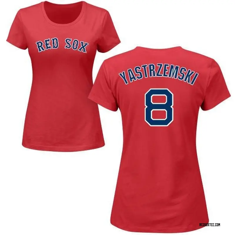 Carl Yastrzemski Boston Red Sox Women's Red Roster Name & Number T-Shirt 