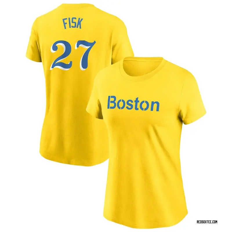 Carlton Fisk Boston Red Sox Women's Gold City Connect Name