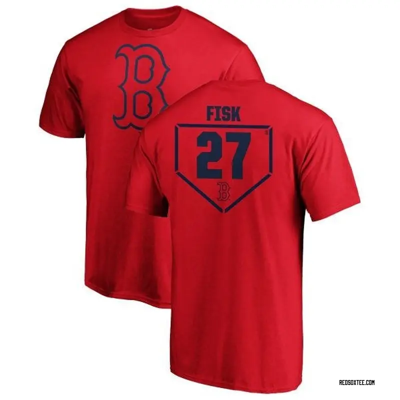 Carlton Fisk Boston Red Sox Women's Black Midnight Mascot V-Neck T-Shirt 