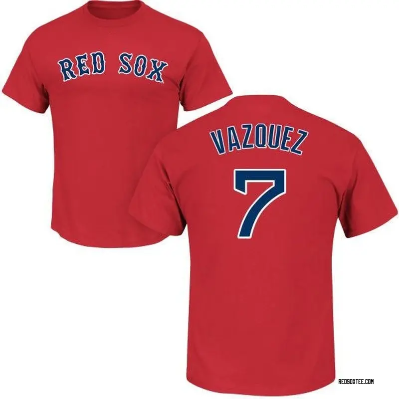 Christian Vazquez Boston Red Sox Men's Scarlet Roster Name & Number T-Shirt  