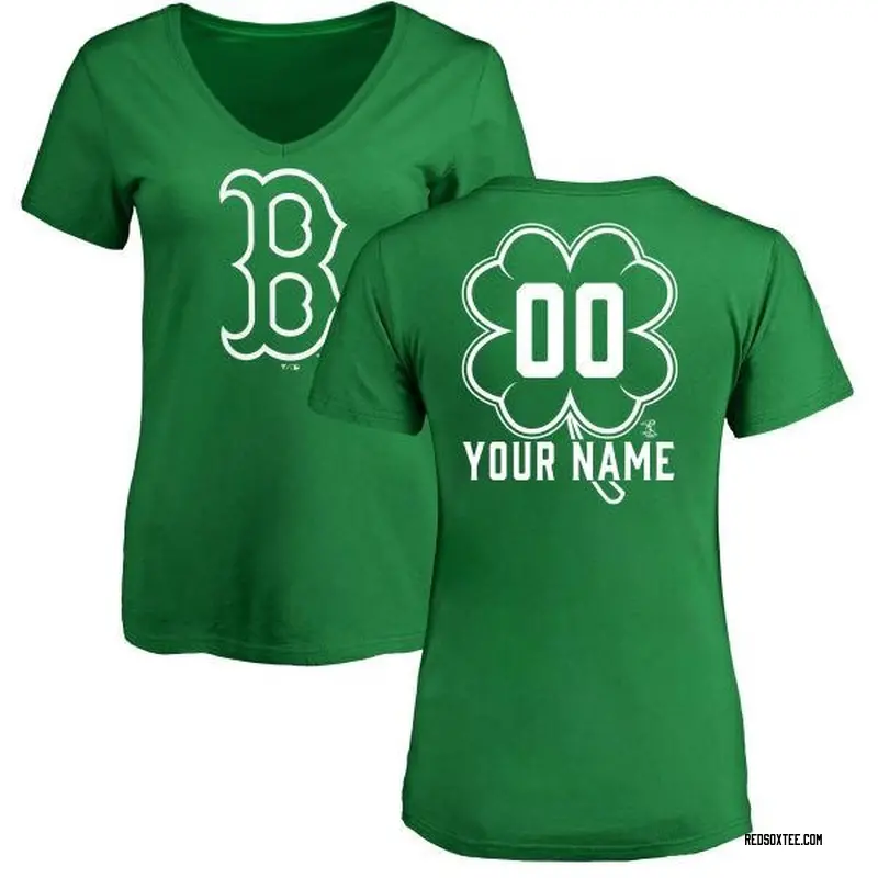 Custom Boston Red Sox Women's Green Dubliner Name & Number V-Neck T-Shirt -  Kelly