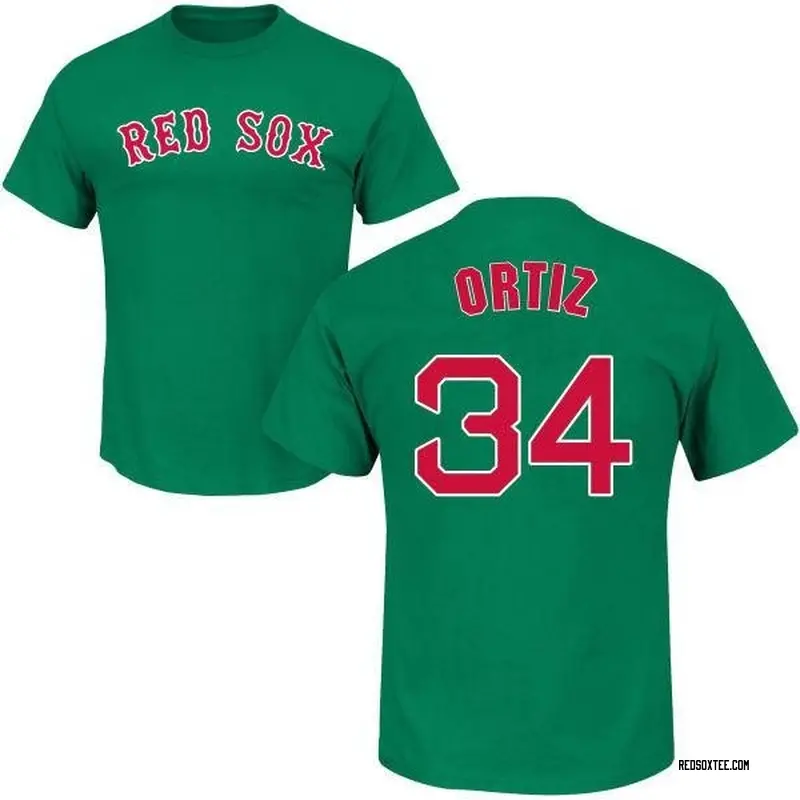 David Ortiz Boston Red Sox Men's Green St. Patrick's Day Roster Name &  Number T-Shirt 