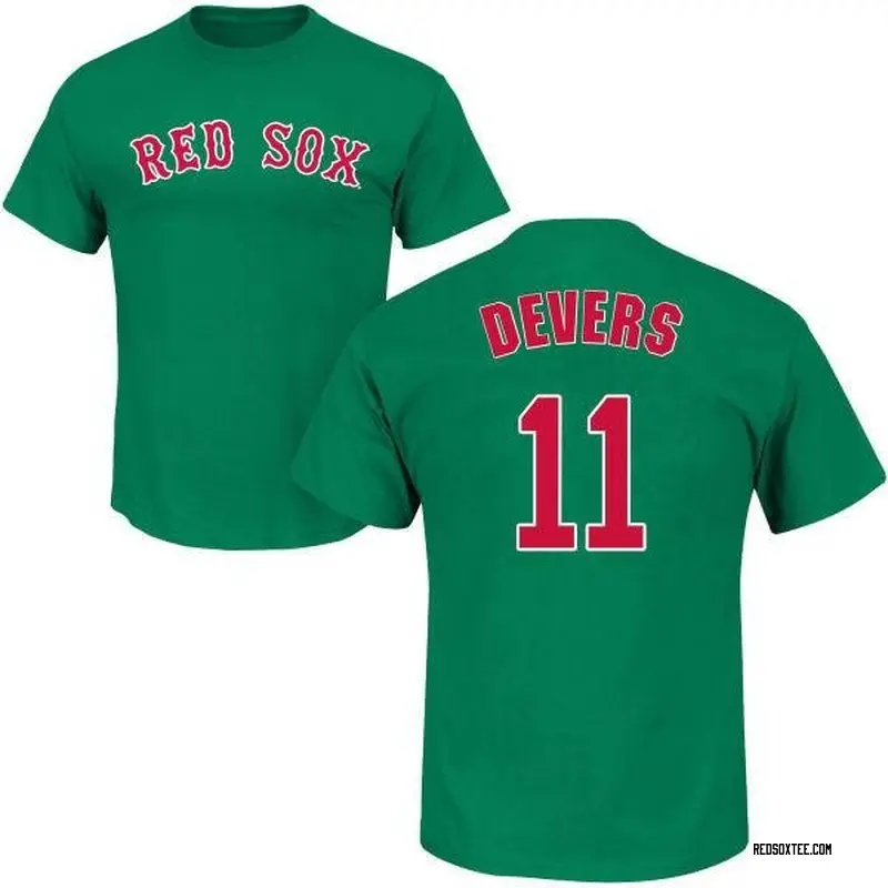 Rafael Devers Boston Red Sox Youth Green St. Patrick's Day Roster Name &  Number T-Shirt 