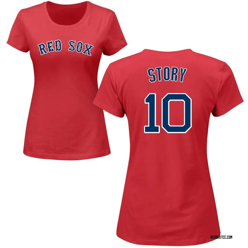 Trevor Story Boston Red Sox Women's Red Roster Name & Number T-Shirt 