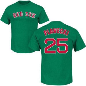 Kevin Plawecki Boston Red Sox Men's Green St. Patrick's Day Roster Name & Number T-Shirt -