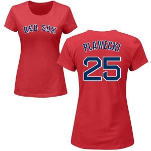 Kevin Plawecki Boston Red Sox Women's Red Roster Name & Number T-Shirt -