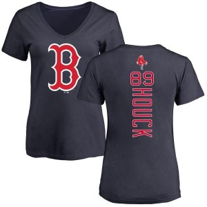 Tanner Houck Boston Red Sox Women's Navy Backer Slim Fit T-Shirt -