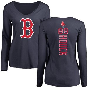 Tanner Houck Boston Red Sox Women's Navy Backer Slim Fit Long Sleeve T-Shirt -