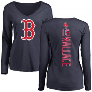 Jacob Wallace Boston Red Sox Women's Navy Backer Slim Fit Long Sleeve T-Shirt -