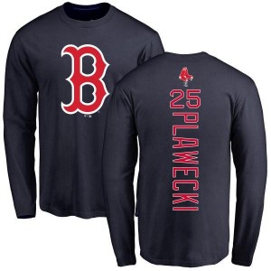 Kevin Plawecki Boston Red Sox Men's Navy Backer Long Sleeve T-Shirt -
