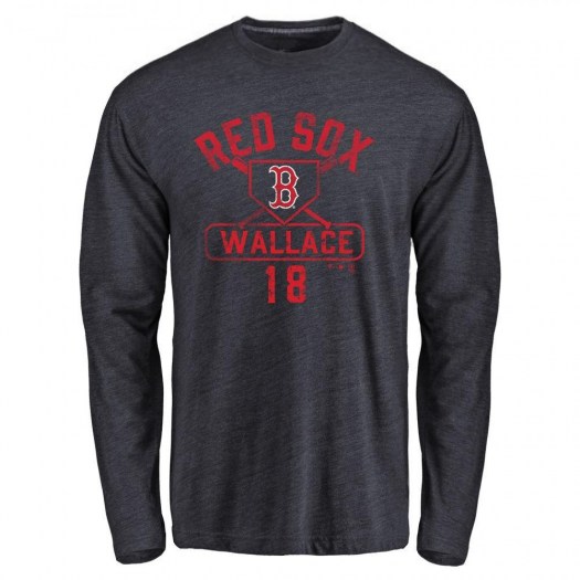 Jacob Wallace Boston Red Sox Men's Navy Base Runner Tri-Blend Long Sleeve T-Shirt -